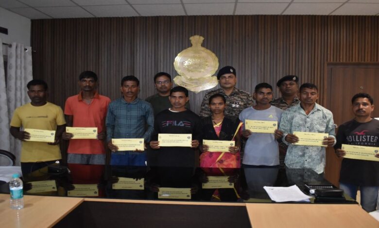 Raipur: Eight rewarded Naxalites surrendered