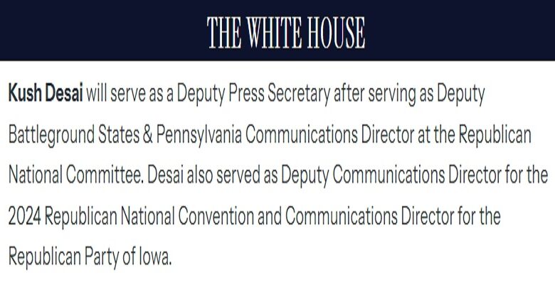 Washington: White House entrusts important responsibility to Indian-American former journalist Kush Desai
