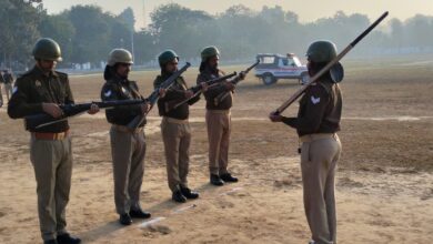 Pratapgarh: Parade organized in Police Line Pratapgarh on Tuesday, ASP Western Mr. Sanjay Rai took the salute