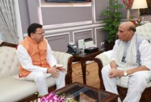 Uttarakhand: Chief Minister Pushkar Singh Dhami meets Defense Minister Rajnath Singh