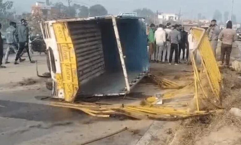 Bijnor road accident: Container crushes bike riders, hits pickup; 3 dead