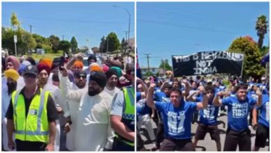 New Zealand Sikh Nagar Kirtan, न्यूजीलैंड सिख जुलूस विरोध, Sikh procession protest New Zealand, Haka protest Sikh rally, SGPC statement news, Brian Tamaki protest, Guru Gobind Singh Jayanti New Zealand, Sikh community news international
