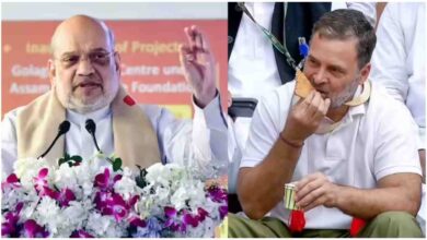 Amit Shah Rahul Gandhi attack, असम में अमित शाह का बयान, राहुल गांधी चाय पकौड़ा विवाद, AI Summit protest controversy, Congress BJP political attack, Amit Shah statement on Rahul Gandhi, Assam rally Amit Shah speech, Rahul Gandhi parliament protest controversy, AI Impact Summit protest news, BJP Congress political row India