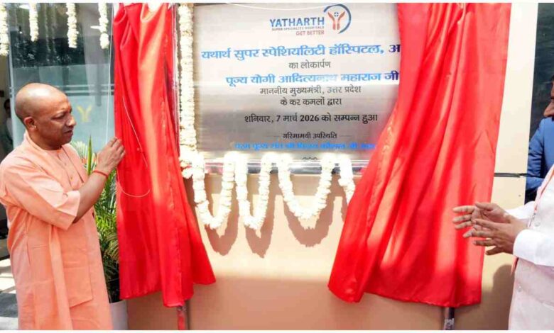 योगी आदित्यनाथ आगरा दौरा, यथार्थ हॉस्पिटल आगरा उद्घाटन, UP Health Infrastructure, उत्तर प्रदेश मेडिकल कॉलेज, Yogi Adityanath Health Sector, आयुष्मान भारत यूपी
