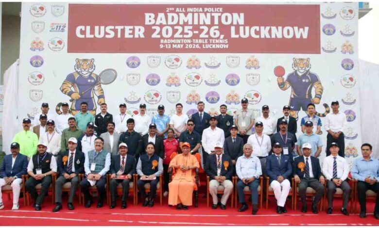 CM Yogi news, Akhil Bharatiya Police Badminton Cluster 2025-26, Lucknow sports news, UP sports policy, Yogi Adityanath speech, police badminton tournament, Uttar Pradesh sports development, sports reservation UP, Baboo Banarasi Das Academy, UP sports ecosystem