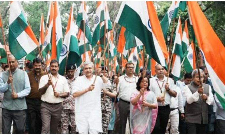 रेल मंत्री अश्विनी वैष्णव, तिरंगा रैली, रेल भवन तिरंगा रैली, Har Ghar Tiranga 2026, हर घर तिरंगा, भारतीय रेलवे, Indian Railways, वंदे मातरम 150 साल, स्वतंत्रता दिवस 2026, सतीश कुमार रेलवे बोर्ड, रेल भवन कार्यक्रम, Independence Day 2026